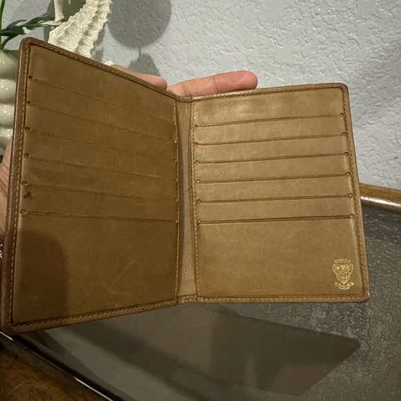 GUCCI VINTAGE BIFOLD WALLET MICRO GG JACQUARD AND LEATHER UNISEX